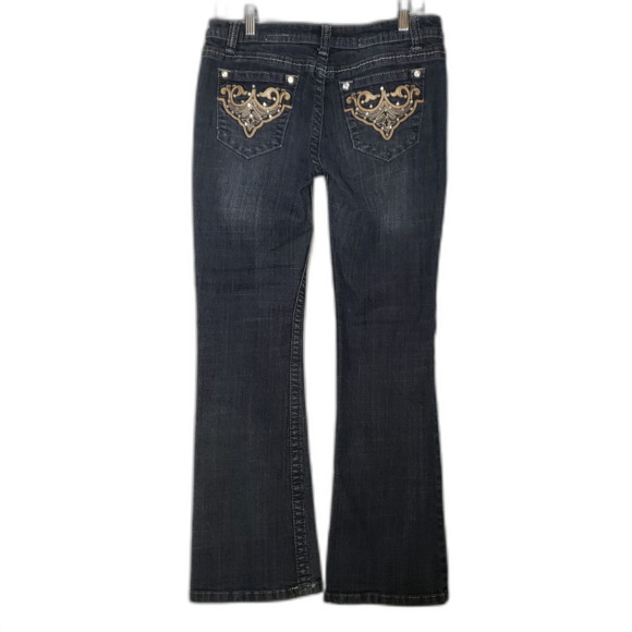 ANA Bootcut Stretch Denim Jeans Womens Size Petite 28 8P Rhinestone Back Pockets - Picture 9 of 9